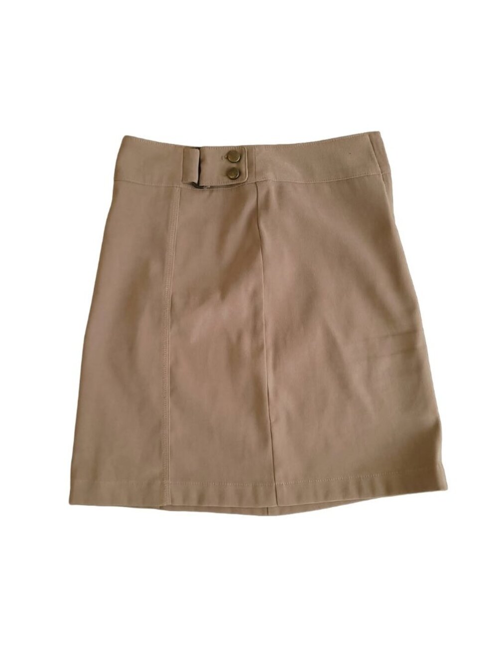 Vintage Beige Button Front Cotton Stretch Mini Skirt Preppy (S)